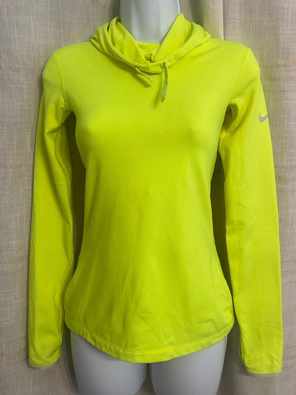 Nike Pro Warm Dri-FIT Neon Volt Cowl Neck Hoodie Pullover XS